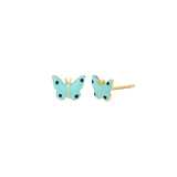 Quiet Icon-Enamel Butterfly Studs-Earrings-14k Gold Vermeil, Enamel-Blue Ruby Jewellery-Vancouver Canada
