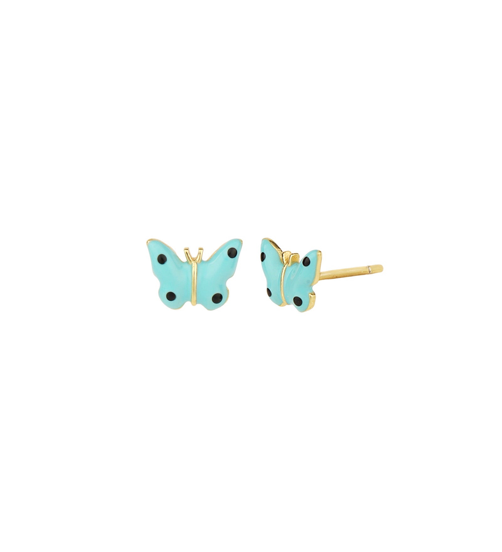 Quiet Icon-Enamel Butterfly Studs-Earrings-14k Gold Vermeil, Enamel-Blue Ruby Jewellery-Vancouver Canada