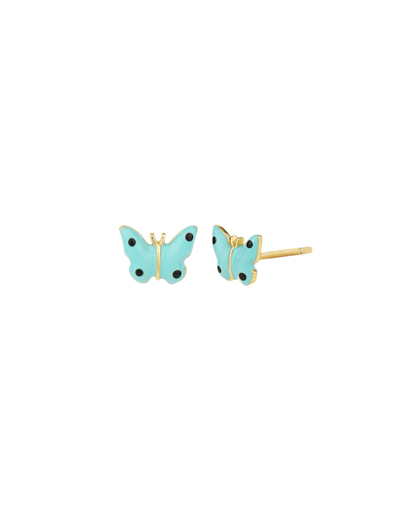 Quiet Icon-Enamel Butterfly Studs-Earrings-14k Gold Vermeil, Enamel-Blue Ruby Jewellery-Vancouver Canada