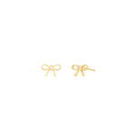 Bezel Bow Studs 14k Gold Vermeil, Cubic Zirconia