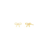 Bezel Bow Studs 14k Gold Vermeil, Cubic Zirconia