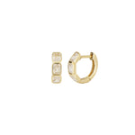 Quiet Icon-Emerald Radiance Huggies-Earrings-14k Gold Vermeil, Cubic Zirconia-Blue Ruby Jewellery-Vancouver Canada