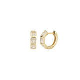 Quiet Icon-Emerald Radiance Huggies-Earrings-14k Gold Vermeil, Cubic Zirconia-Blue Ruby Jewellery-Vancouver Canada
