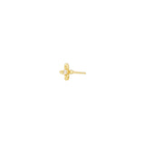 Four Petal Single Stud 14k Gold Vermeil, Cubic Zirconia