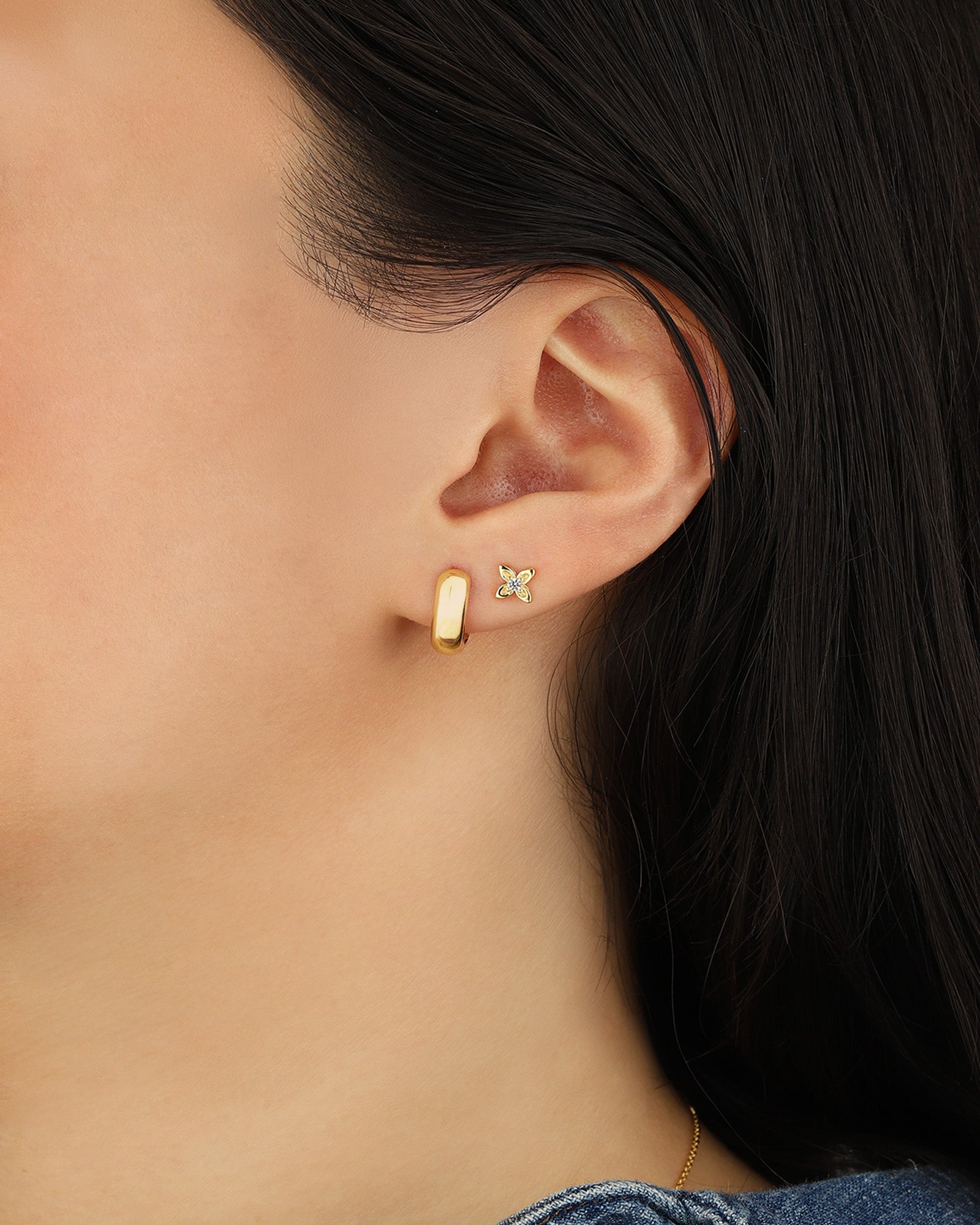 Quiet Icon-Four Petal Single Stud-Earrings-Blue Ruby Jewellery-Vancouver Canada