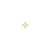 Four Petal Single Stud 14k Gold Vermeil, Cubic Zirconia