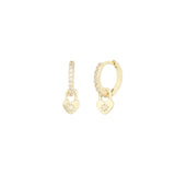 Heart Padlock Pavé Hoops 14k Gold Vermeil, Cubic Zirconia