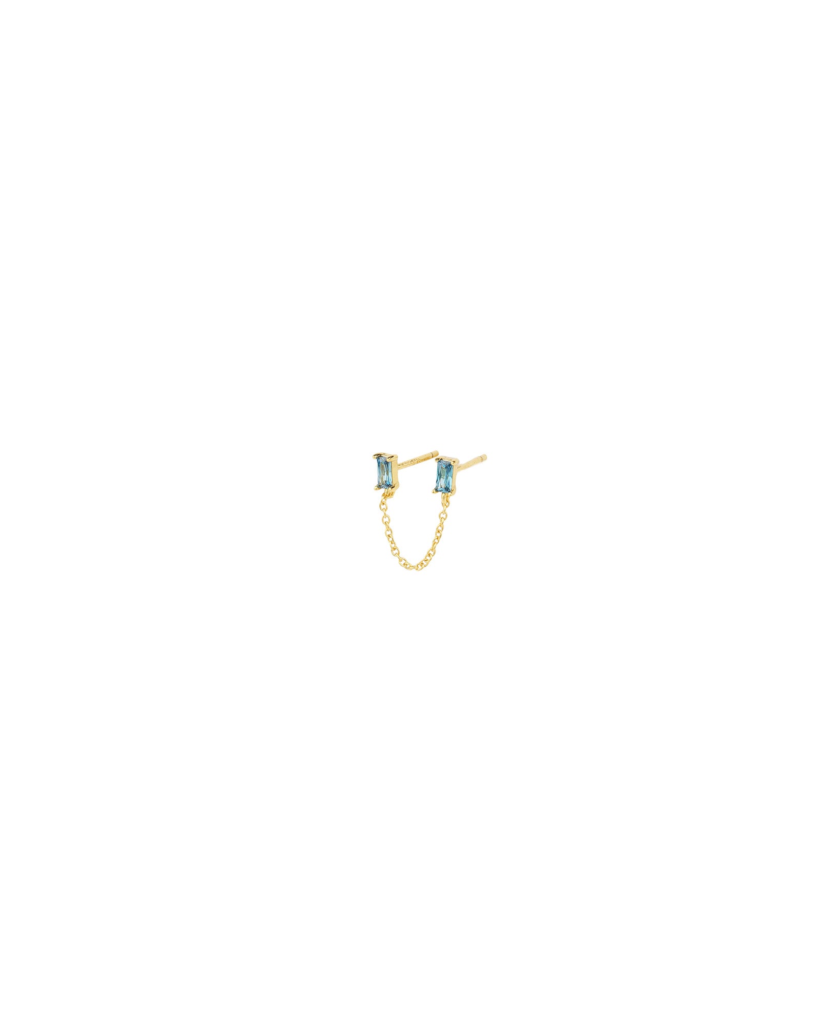 Quiet Icon-Double Baguette CZ Chain Studs-Earrings-Blue Ruby Jewellery-Vancouver Canada