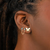 Quiet Icon-Double Baguette CZ Chain Studs-Earrings-Blue Ruby Jewellery-Vancouver Canada