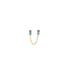 Quiet Icon-Double Baguette CZ Chain Studs-Earrings-14k Gold Vermeil, Cubic Zirconia-Blue Ruby Jewellery-Vancouver Canada