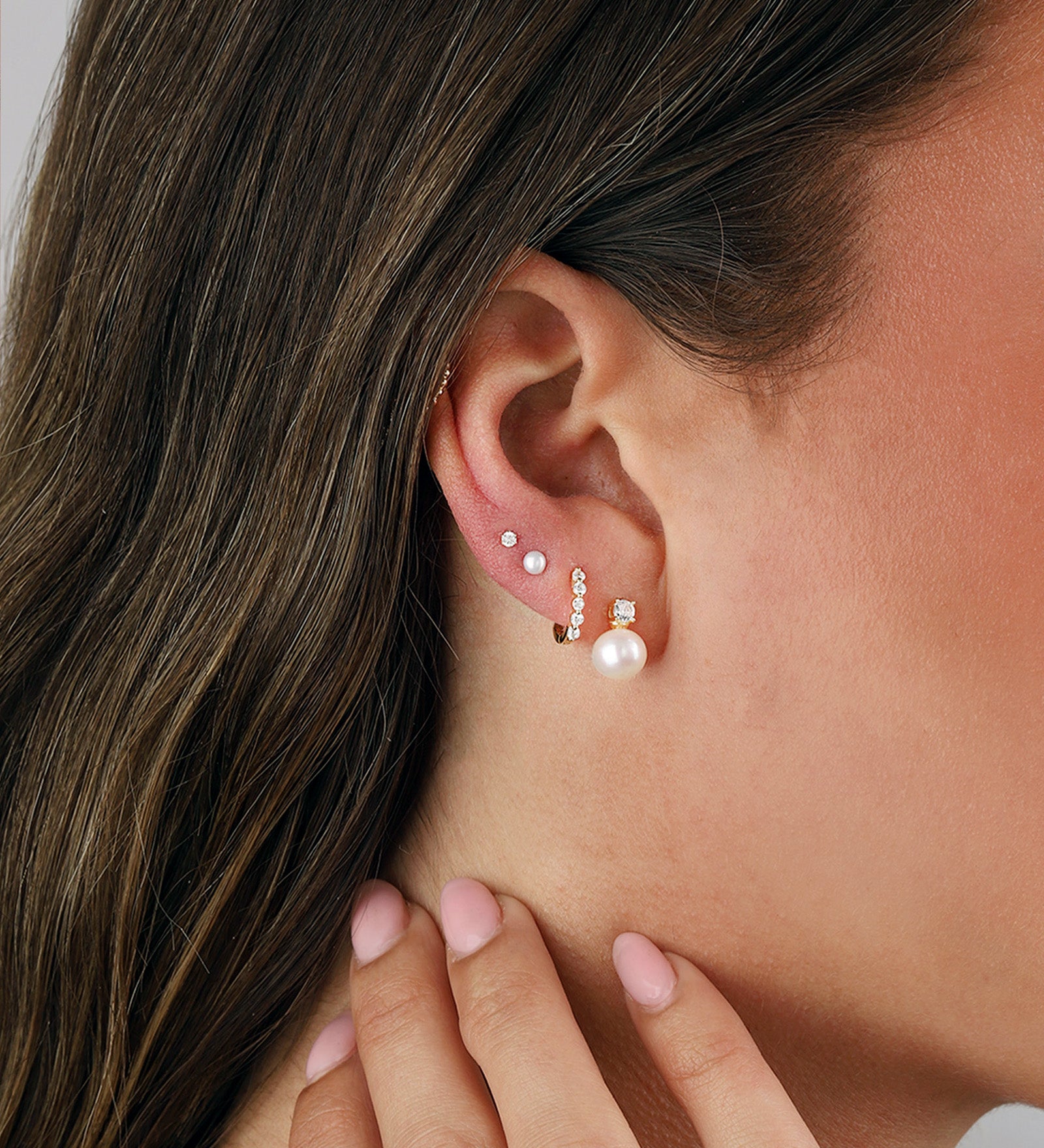 Quiet Icon-CZ & Pearl Drop Studs-Earrings-Blue Ruby Jewellery-Vancouver Canada