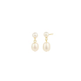 Quiet Icon-Pearl Duet Drops-Earrings-14k Gold Vermeil, White Pearl-Blue Ruby Jewellery-Vancouver Canada