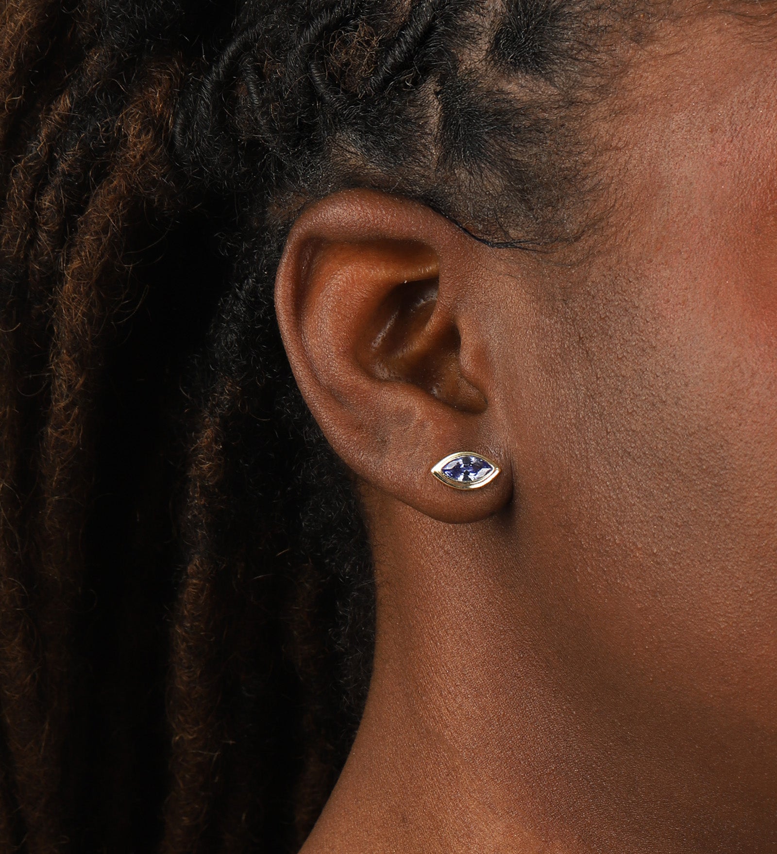 Quiet Icon-Evil Eye Marquise Studs-Earrings-Blue Ruby Jewellery-Vancouver Canada