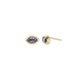 Quiet Icon-Evil Eye Marquise Studs-Earrings-14k Gold Vermeil, Cubic Zirconia-Blue Ruby Jewellery-Vancouver Canada