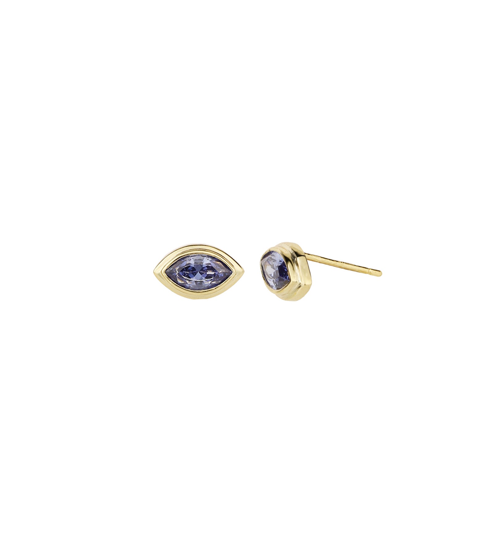 Quiet Icon-Evil Eye Marquise Studs-Earrings-14k Gold Vermeil, Cubic Zirconia-Blue Ruby Jewellery-Vancouver Canada
