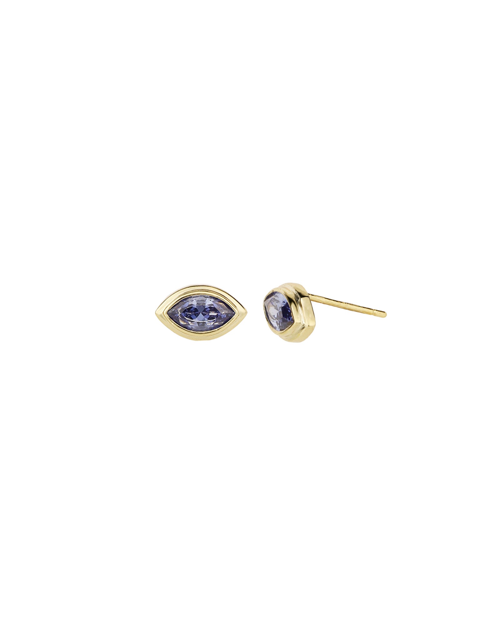 Quiet Icon-Evil Eye Marquise Studs-Earrings-14k Gold Vermeil, Cubic Zirconia-Blue Ruby Jewellery-Vancouver Canada