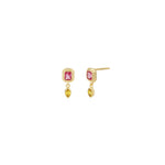 Quiet Icon-Emerald & Marquise Cut CZ Drop Studs-Earrings-14k Gold Vermeil, Cubic Zirconia-Blue Ruby Jewellery-Vancouver Canada