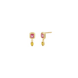 Quiet Icon-Emerald & Marquise Cut CZ Drop Studs-Earrings-14k Gold Vermeil, Cubic Zirconia-Blue Ruby Jewellery-Vancouver Canada