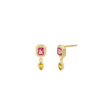 Quiet Icon-Emerald & Marquise Cut CZ Drop Studs-Earrings-14k Gold Vermeil, Cubic Zirconia-Blue Ruby Jewellery-Vancouver Canada