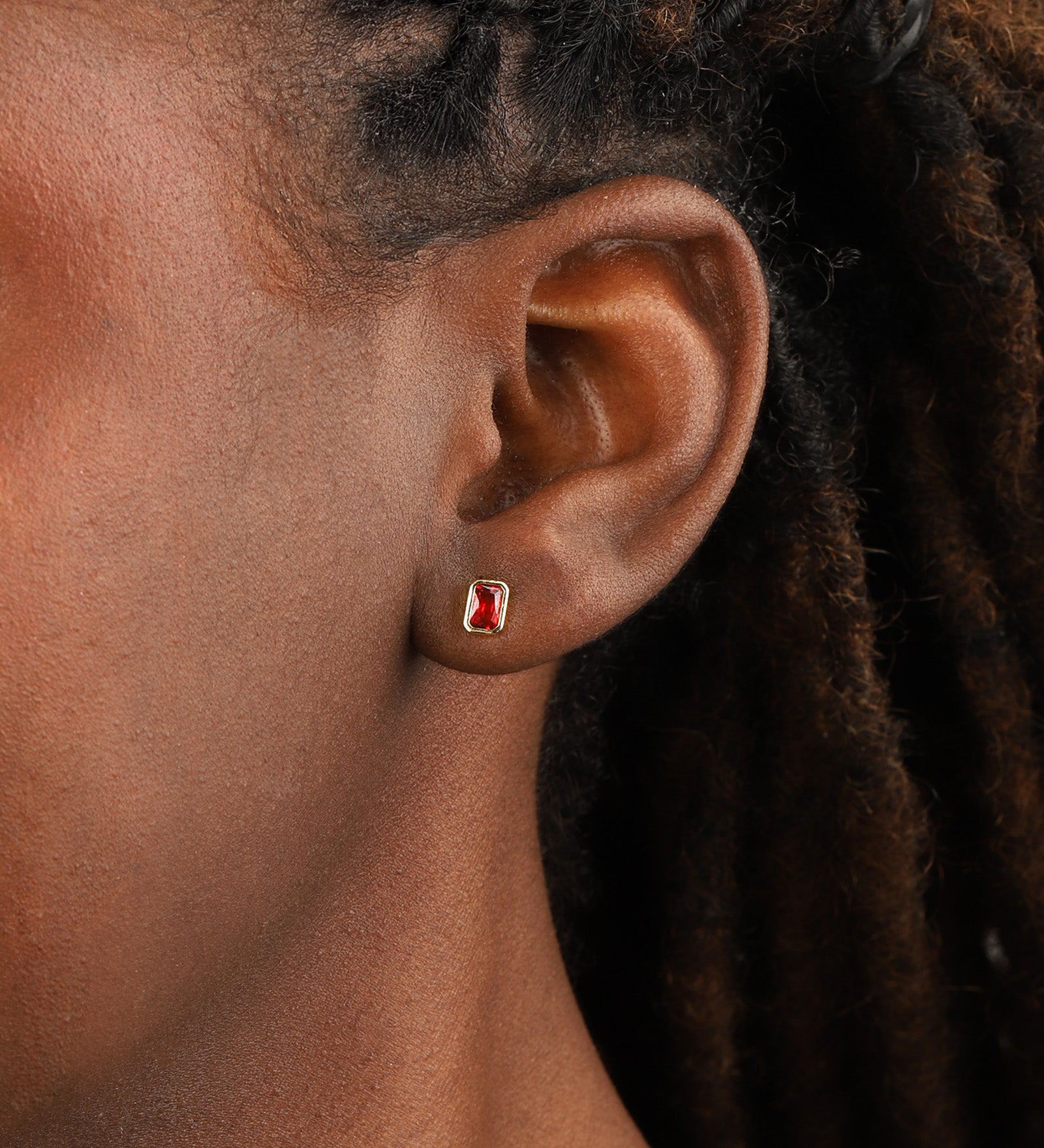 Quiet Icon-Emerald Cut Bezel CZ Studs-Earrings-Blue Ruby Jewellery-Vancouver Canada