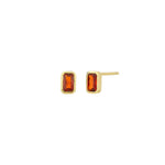 Quiet Icon-Emerald Cut Bezel CZ Studs-Earrings-14k Gold Vermeil, Cubic Zirconia-Blue Ruby Jewellery-Vancouver Canada