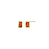 Quiet Icon-Emerald Cut Bezel CZ Studs-Earrings-14k Gold Vermeil, Cubic Zirconia-Blue Ruby Jewellery-Vancouver Canada