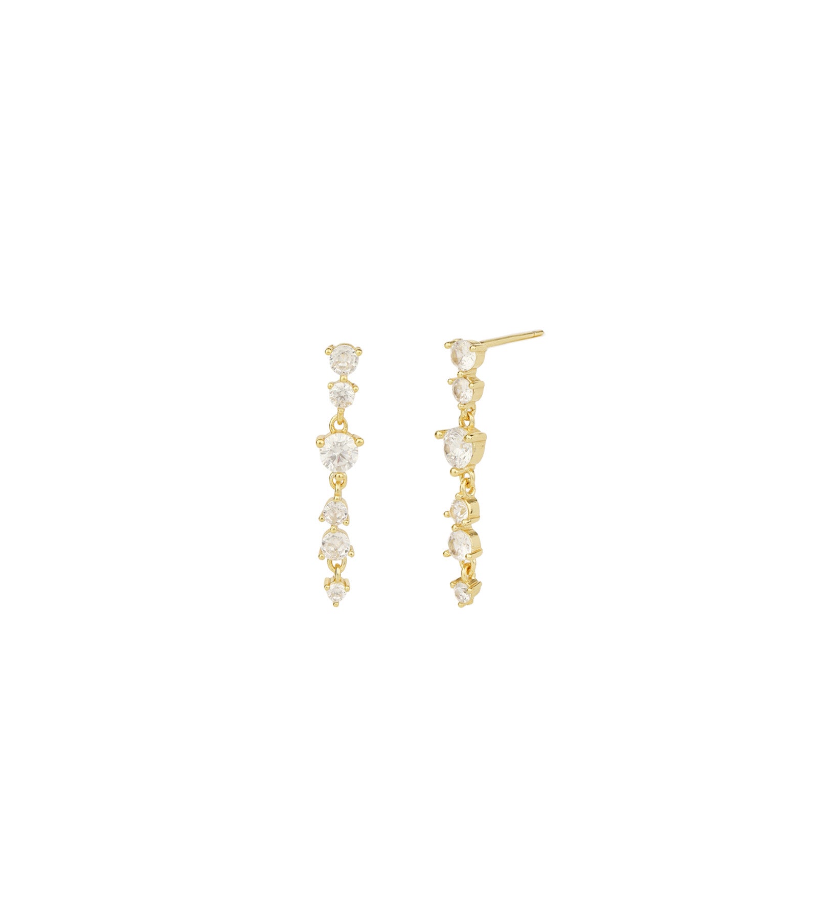 Quiet Icon-Six CZ Spark Drop Studs-Earrings-14k Gold Vermeil, Cubic Zirconia-Blue Ruby Jewellery-Vancouver Canada