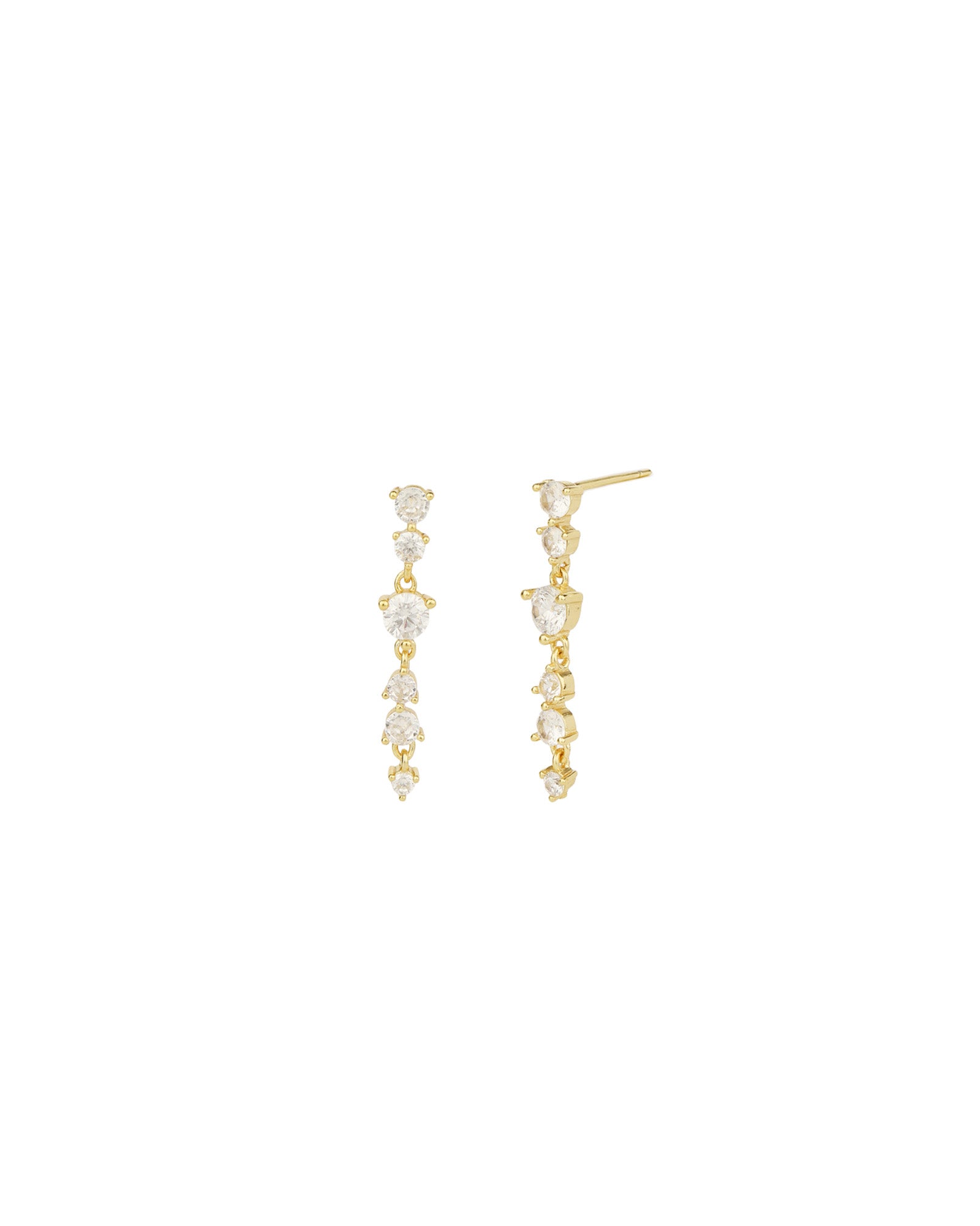 Quiet Icon-Six CZ Spark Drop Studs-Earrings-14k Gold Vermeil, Cubic Zirconia-Blue Ruby Jewellery-Vancouver Canada