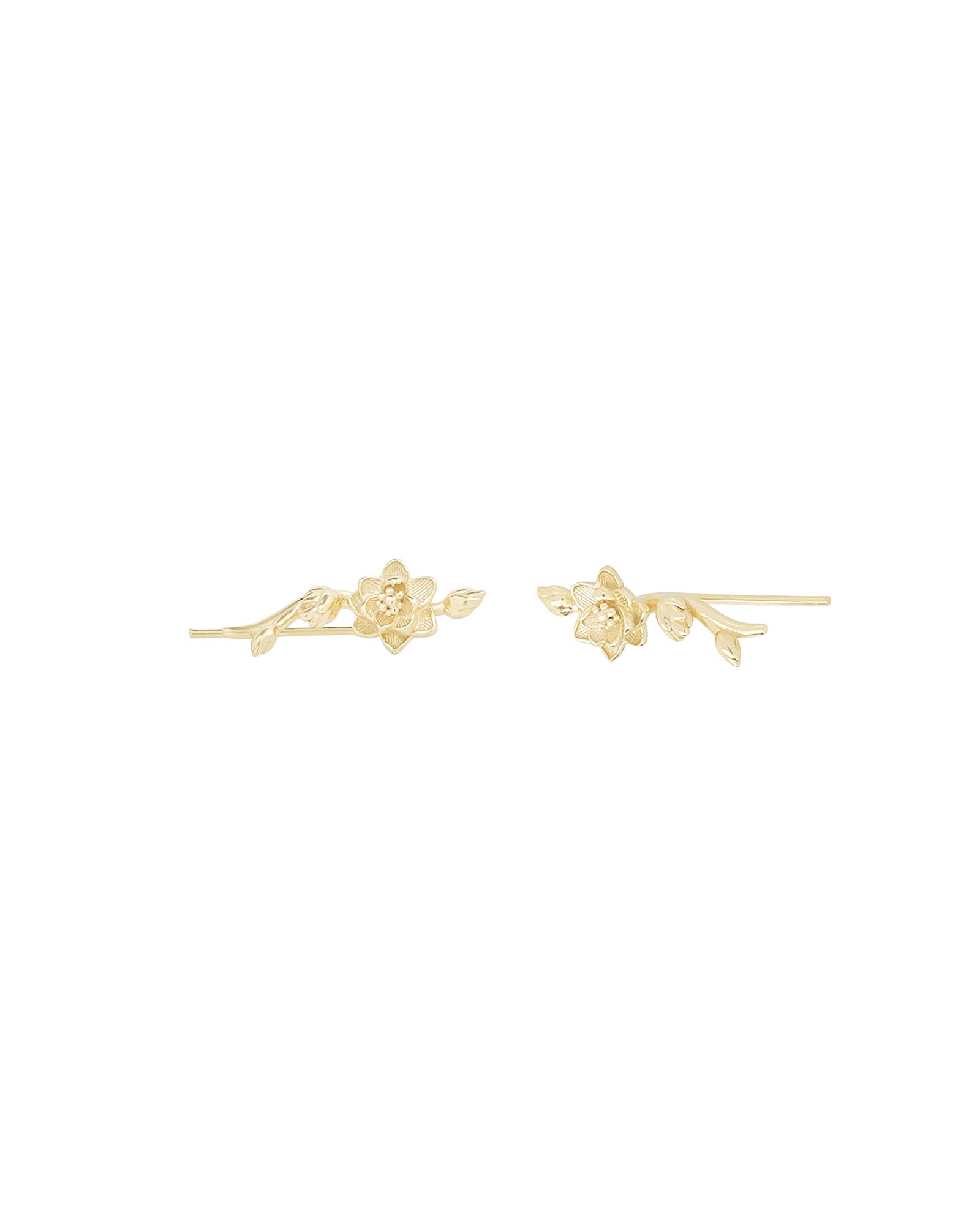 Quiet Icon-Lotus Flower Ear Climbers-Earrings-Blue Ruby Jewellery-Vancouver Canada