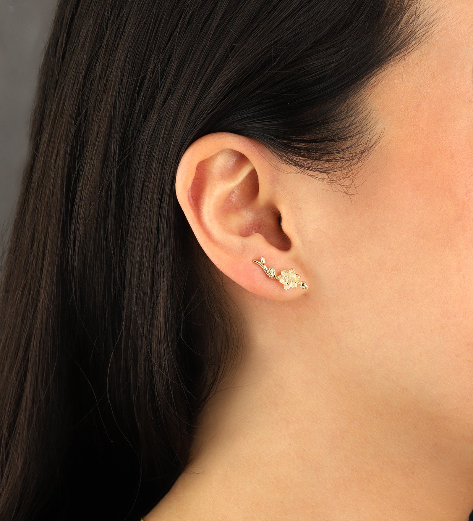 Quiet Icon-Lotus Flower Ear Climbers-Earrings-Blue Ruby Jewellery-Vancouver Canada