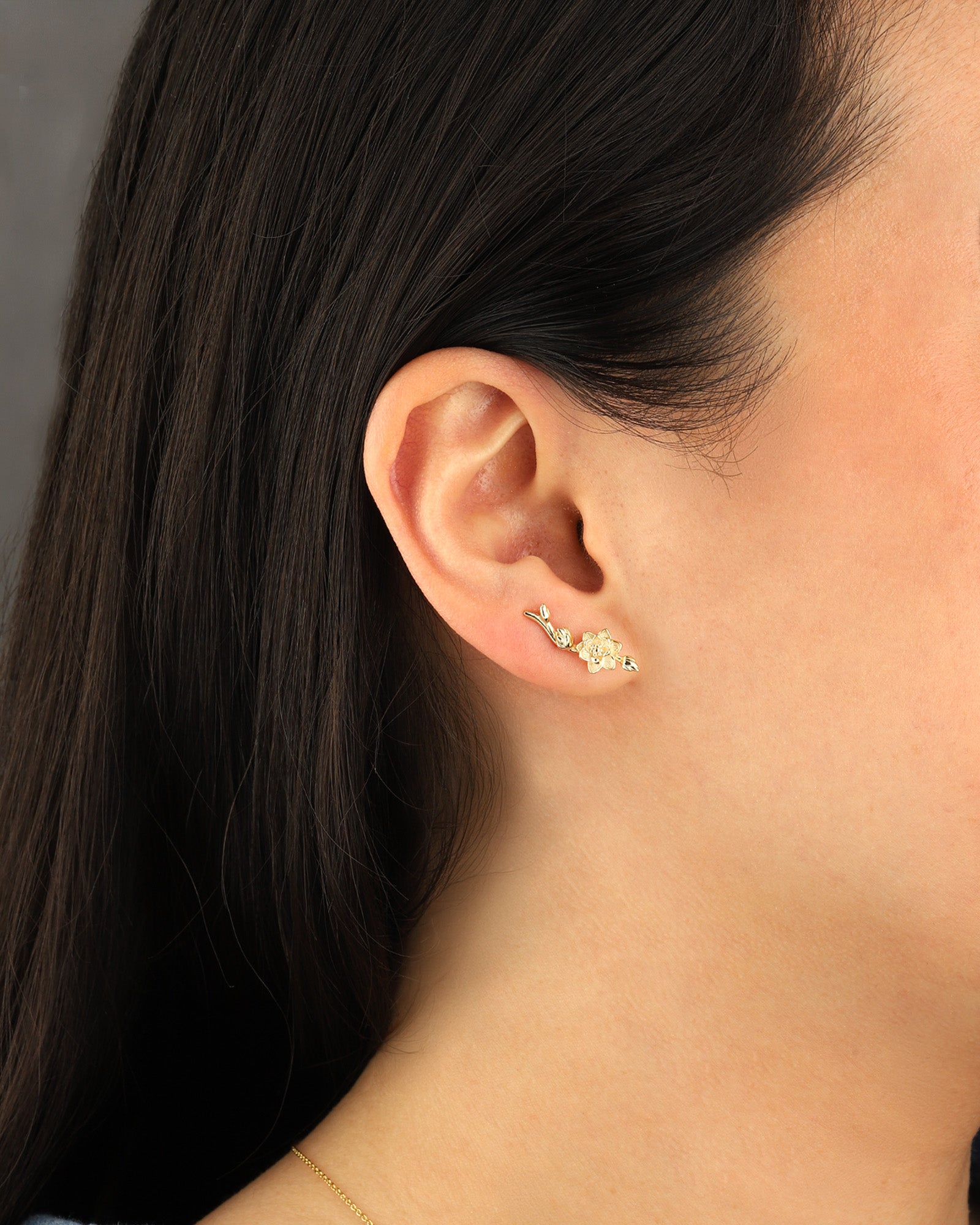 Quiet Icon-Lotus Flower Ear Climbers-Earrings-Blue Ruby Jewellery-Vancouver Canada