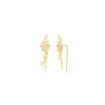 Quiet Icon-Lotus Flower Ear Climbers-Earrings-14k Gold Vermeil-Blue Ruby Jewellery-Vancouver Canada