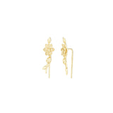 Quiet Icon-Lotus Flower Ear Climbers-Earrings-14k Gold Vermeil-Blue Ruby Jewellery-Vancouver Canada