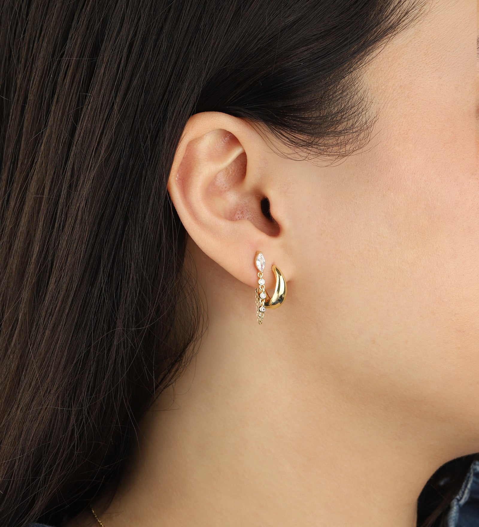 Quiet Icon-Slim Tapered Huggies | 15mm-Earrings-Blue Ruby Jewellery-Vancouver Canada