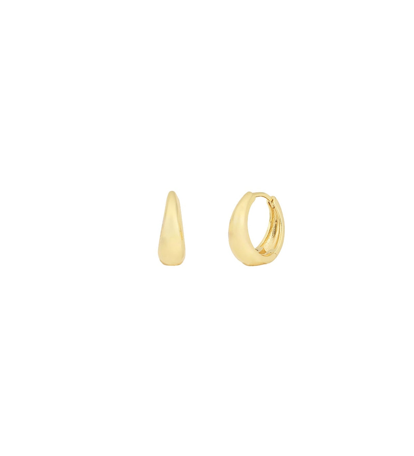 Slim Tapered Huggies | 15mm 14k Gold Vermeil