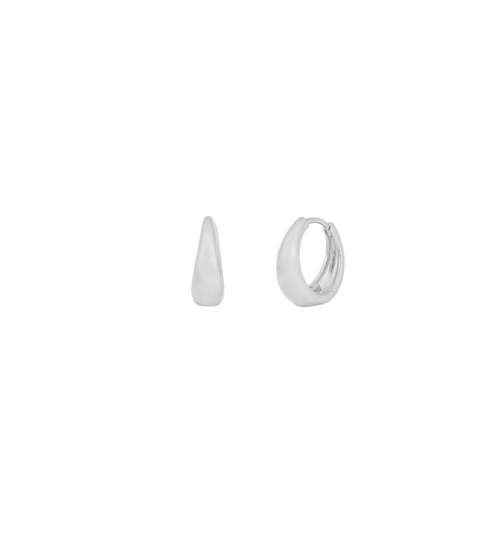 Slim Tapered Huggies | 15mm Rhdodium Plated Sterling Silver