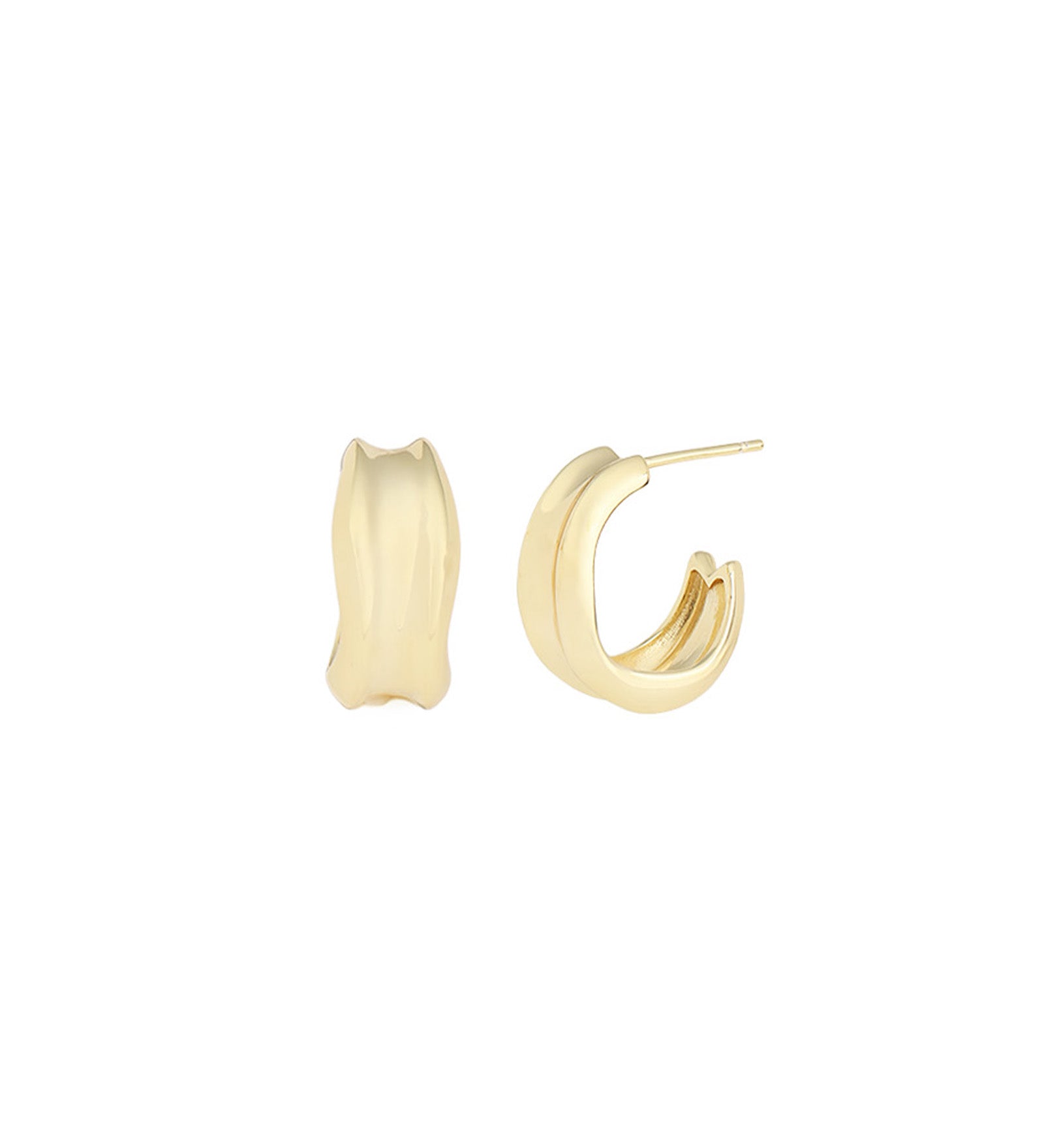 Quiet Icon-Column Hoops-Earrings-14k Gold Vermeil-Blue Ruby Jewellery-Vancouver Canada