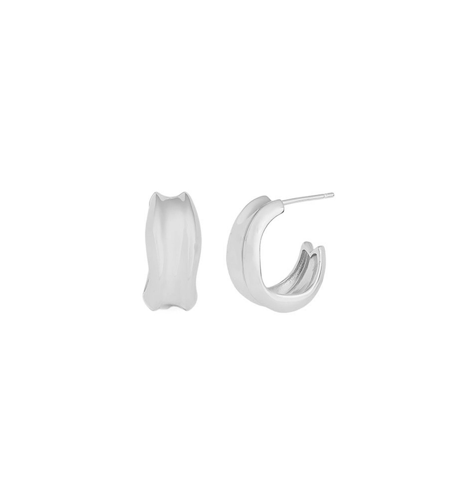 Quiet Icon-Column Hoops-Earrings-Rhodium Plated Sterling Silver-Blue Ruby Jewellery-Vancouver Canada