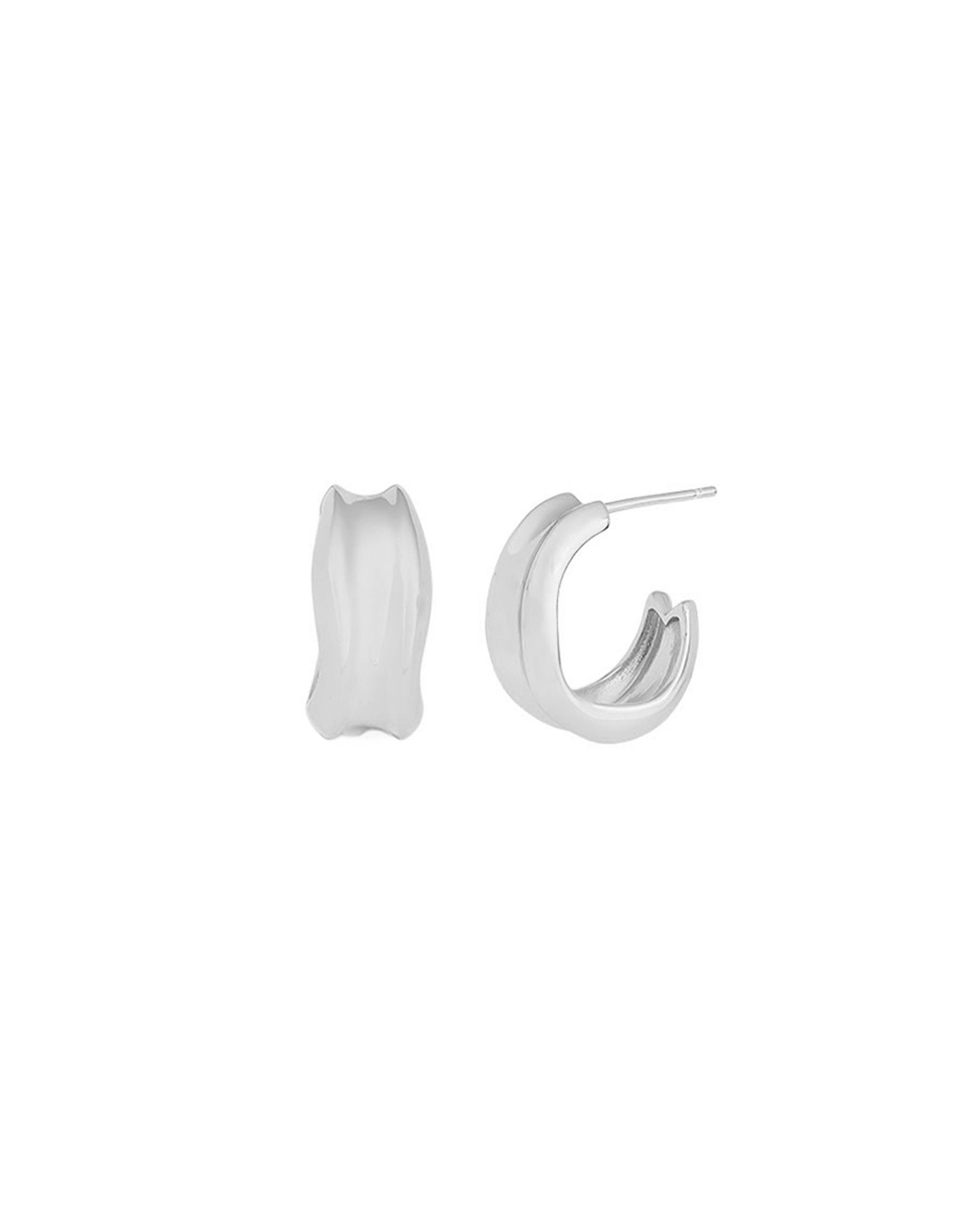 Quiet Icon-Column Hoops-Earrings-Rhodium Plated Sterling Silver-Blue Ruby Jewellery-Vancouver Canada