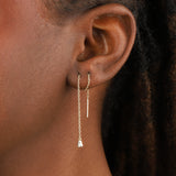 Quiet Icon-Teardrop CZ Chain Threaders-Earrings-Blue Ruby Jewellery-Vancouver Canada