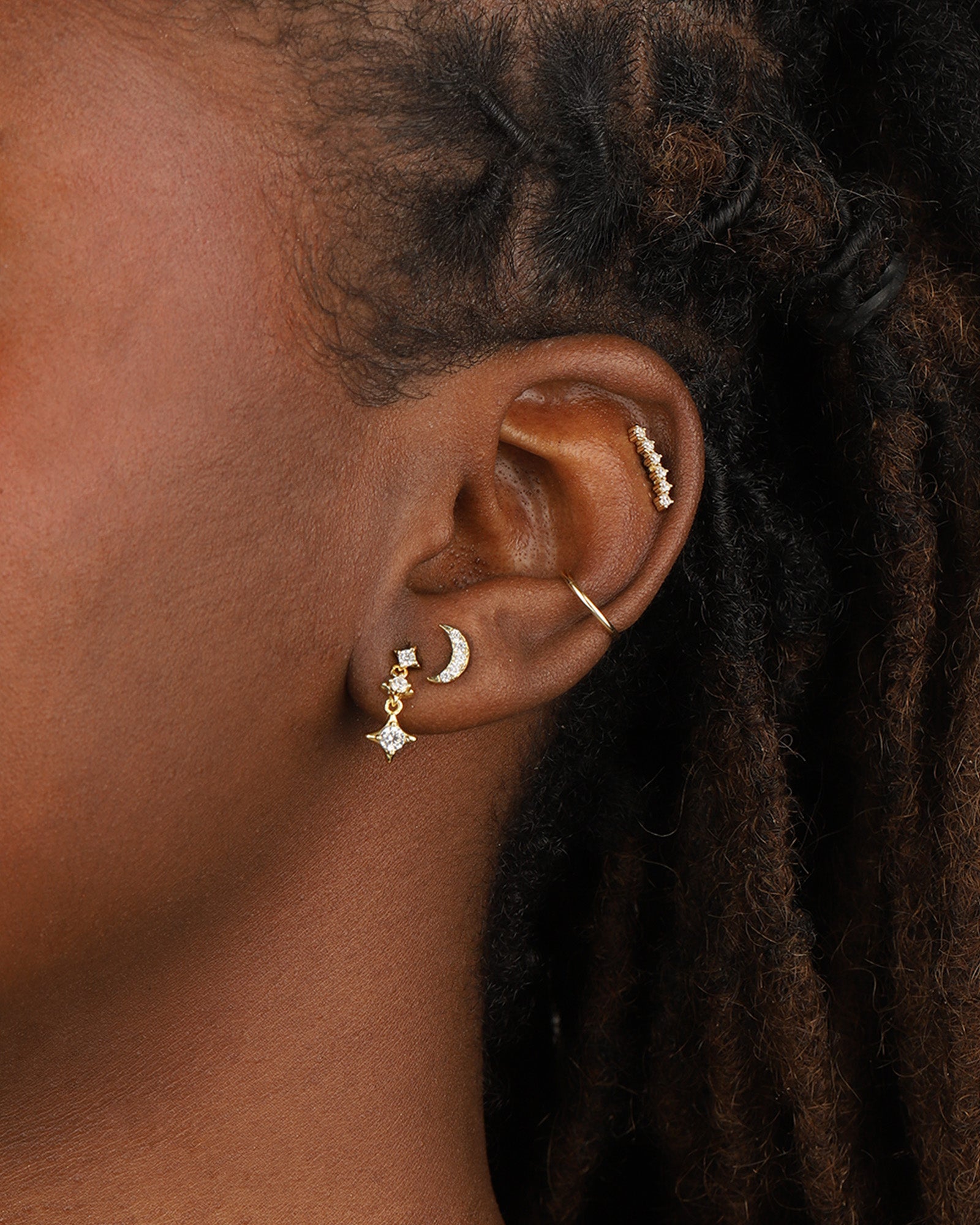Quiet Icon-Six CZ Ear Climbers-Earrings-Blue Ruby Jewellery-Vancouver Canada
