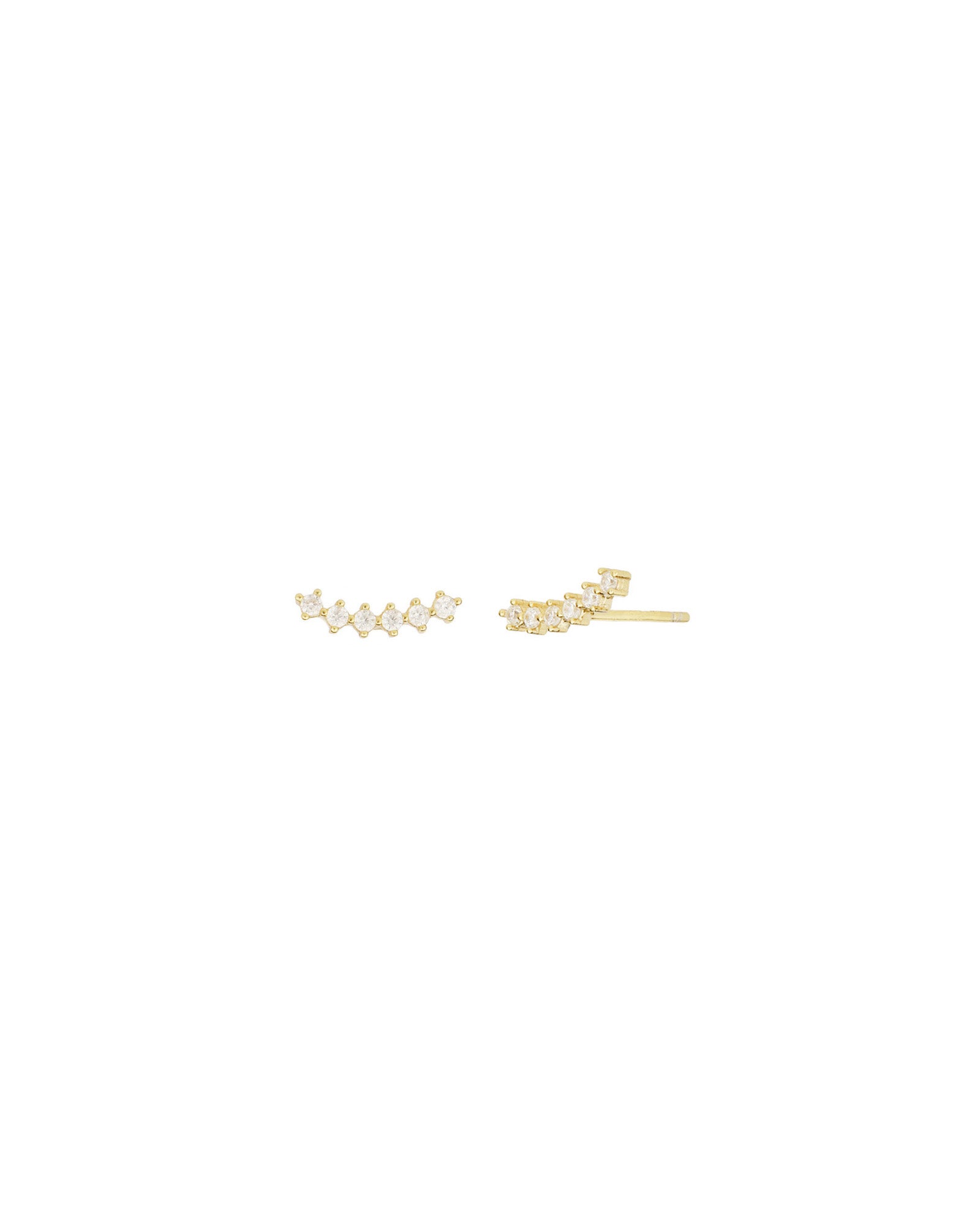 Quiet Icon-Six CZ Ear Climbers-Earrings-14k Gold Vermeil, Cubic Zirconia-Blue Ruby Jewellery-Vancouver Canada