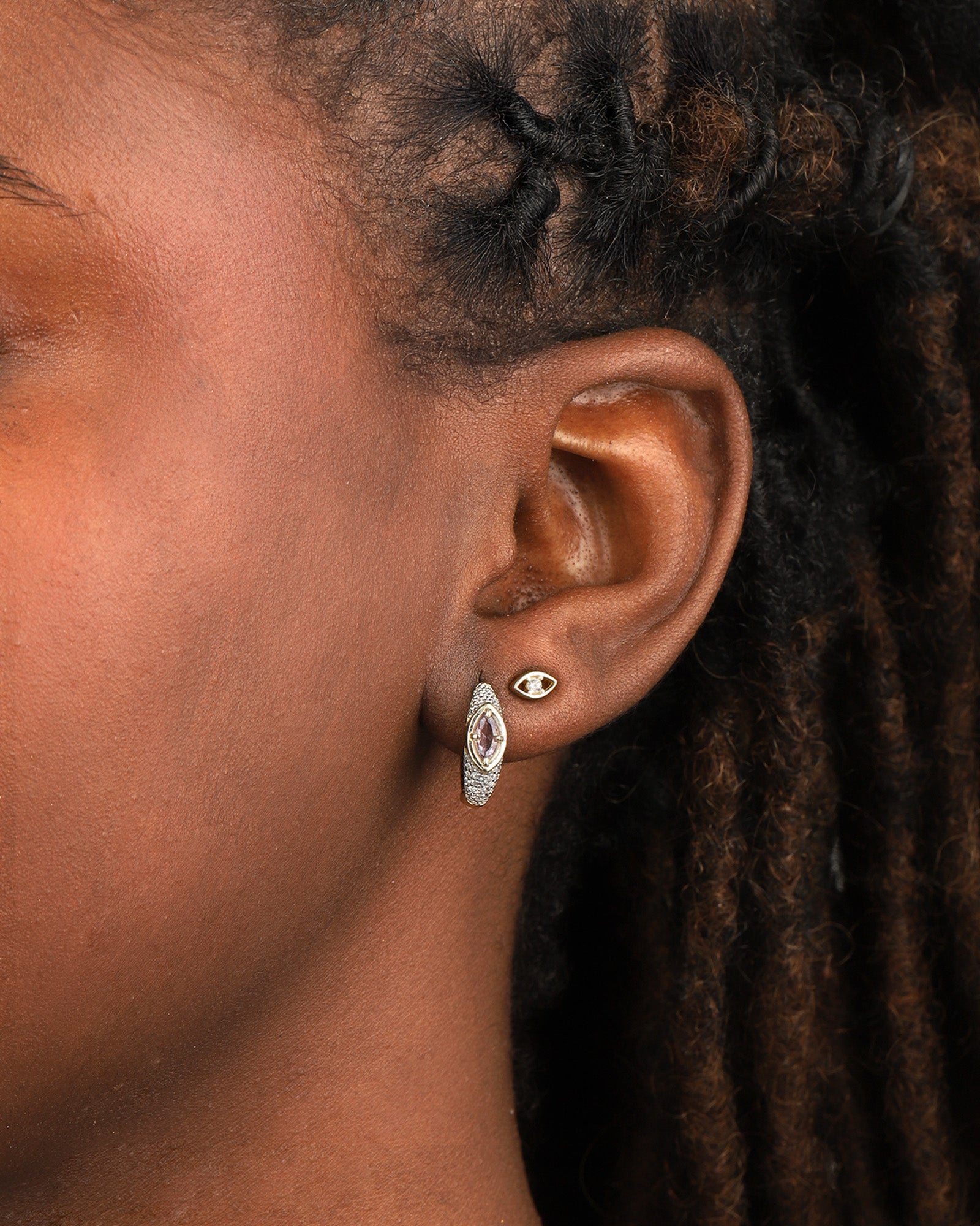 Quiet Icon-Evil Eye CZ Single Stud-Earrings-Blue Ruby Jewellery-Vancouver Canada
