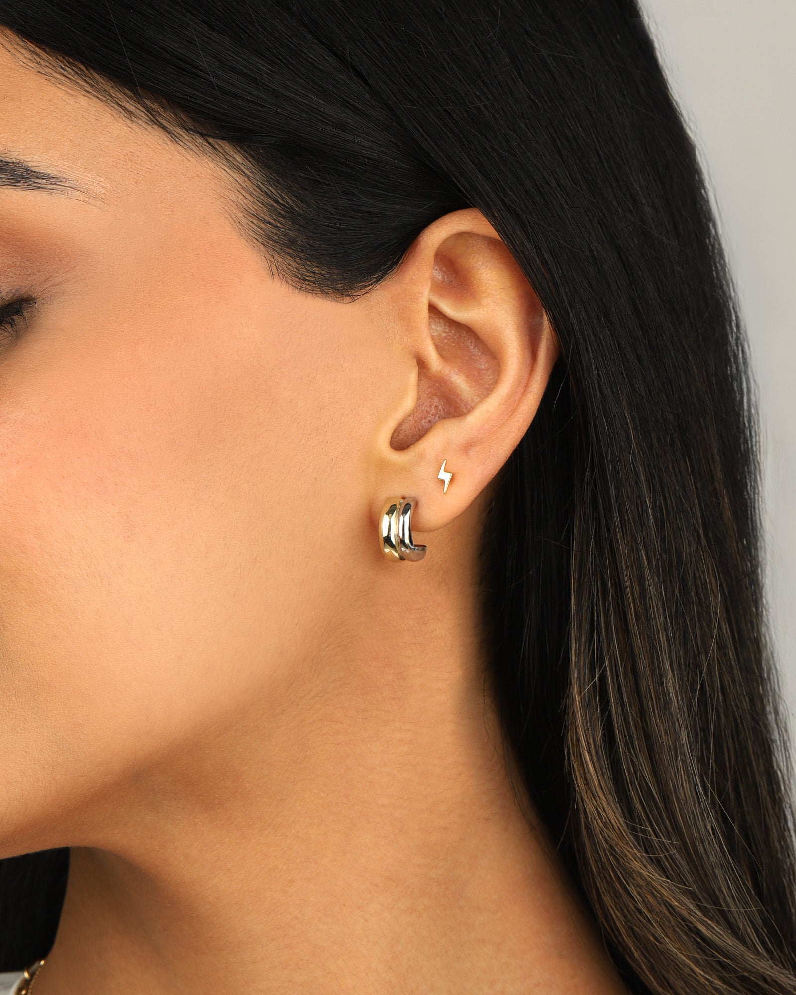 Quiet Icon-Lightning Bolt Single Stud-Earrings-Blue Ruby Jewellery-Vancouver Canada