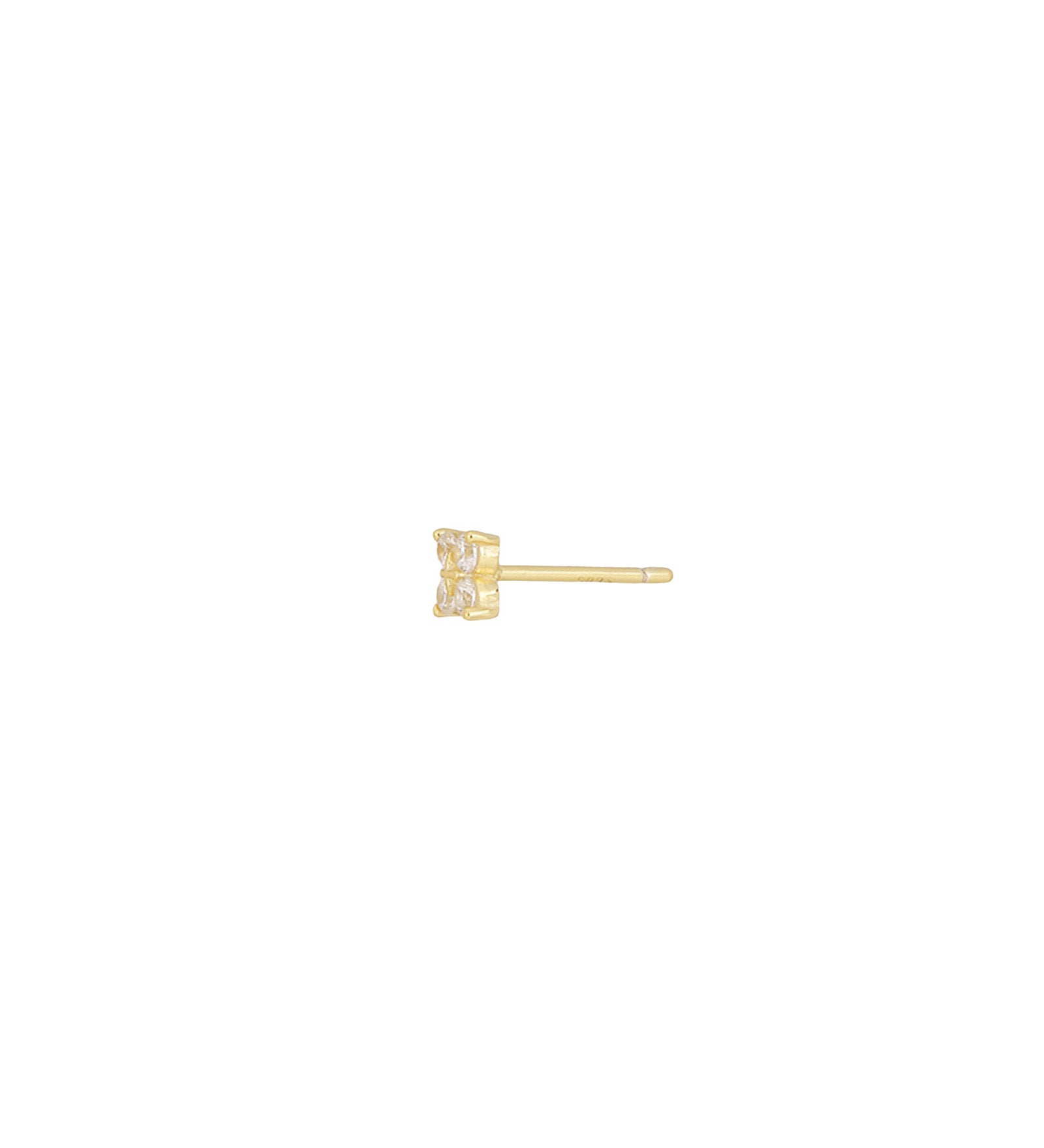 Blossom Single Stud 14k Gold Vermeil, Cubic Zirconia