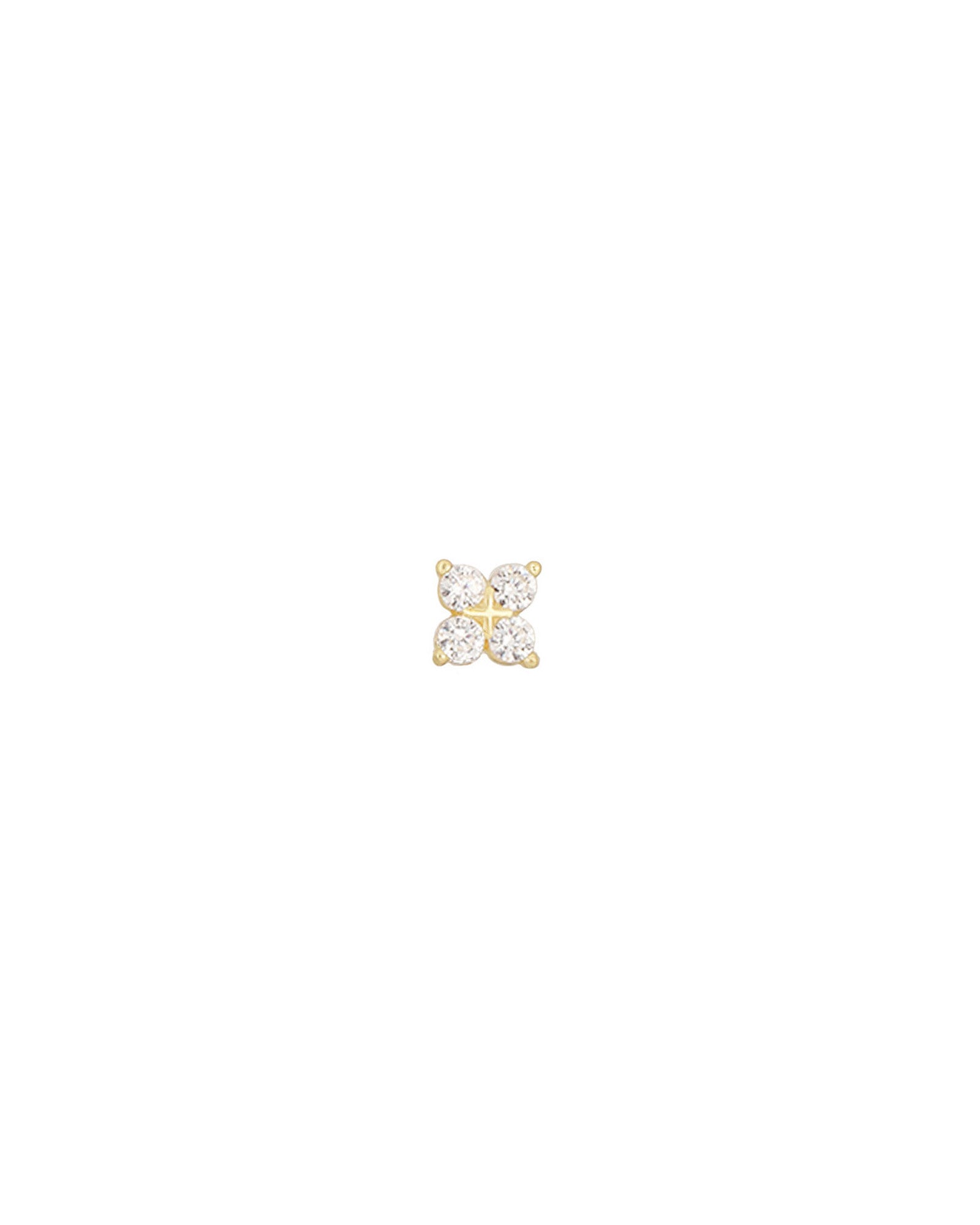 Blossom Single Stud 14k Gold Vermeil, Cubic Zirconia