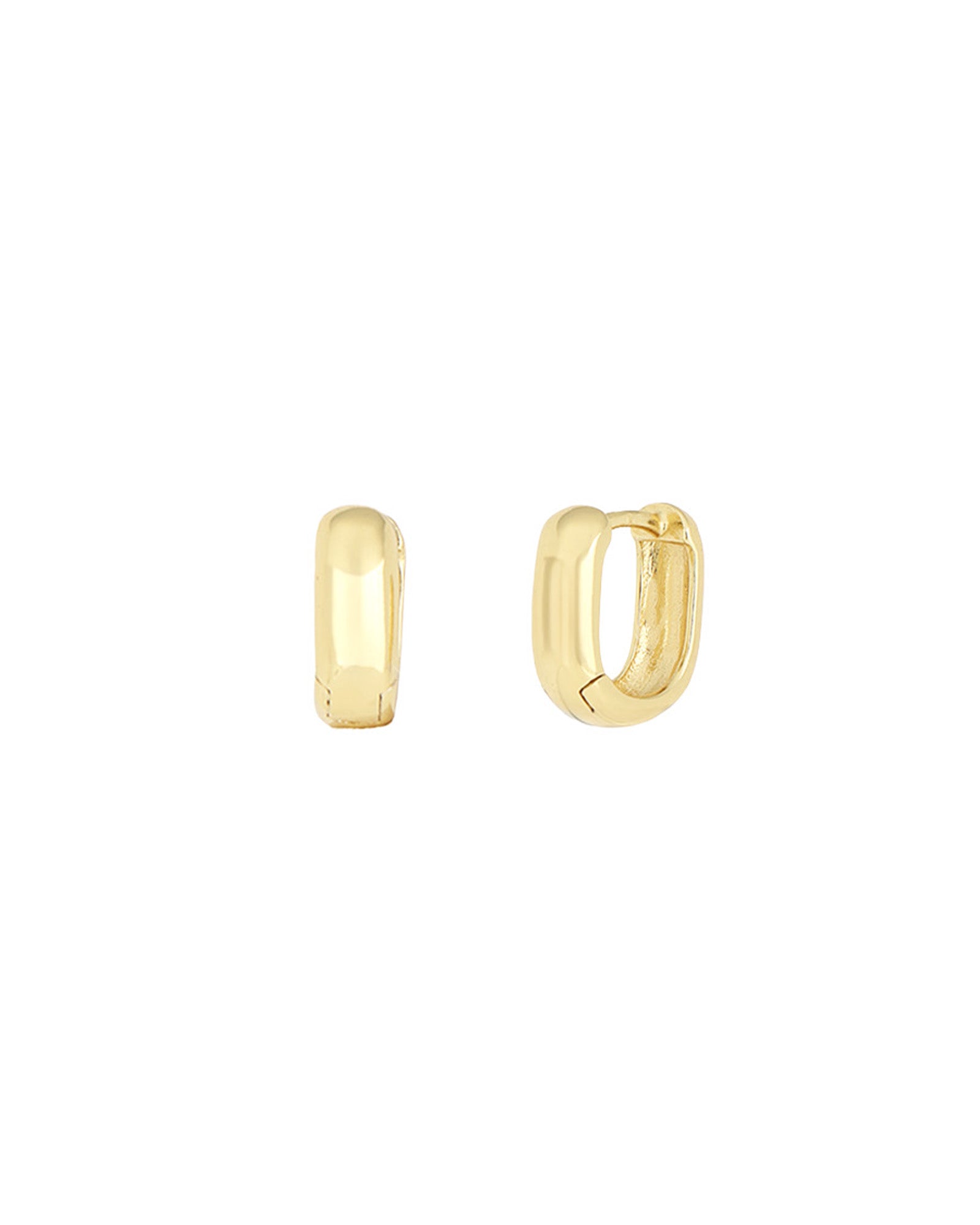 Quiet Icon-Petite Rectangle Huggies-Earrings-14k Gold Vermeil-Blue Ruby Jewellery-Vancouver Canada