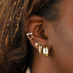 Quiet Icon-Petite Rectangle Huggies-Earrings-Blue Ruby Jewellery-Vancouver Canada