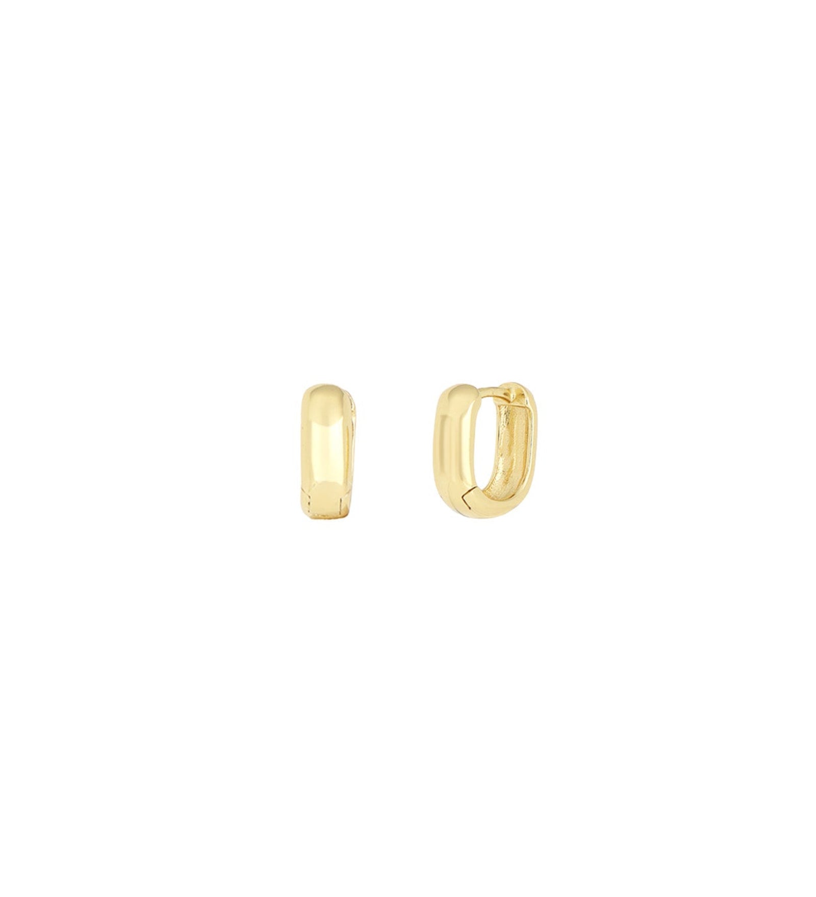 Quiet Icon-Petite Rectangle Huggies-Earrings-14k Gold Vermeil-Blue Ruby Jewellery-Vancouver Canada