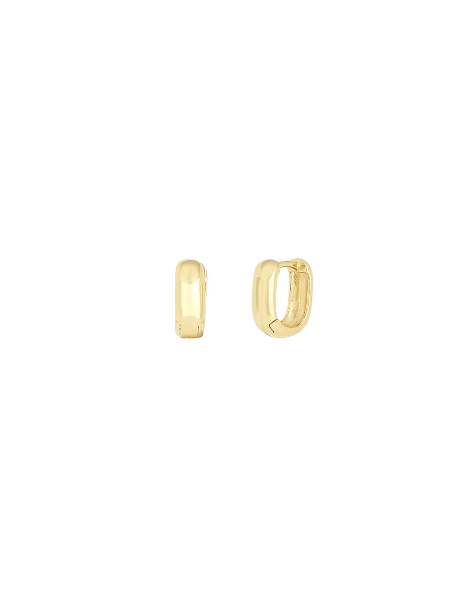 Quiet Icon-Petite Rectangle Huggies-Earrings-14k Gold Vermeil-Blue Ruby Jewellery-Vancouver Canada